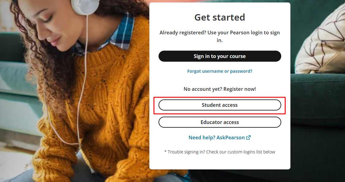 MyPearsonLab Login page