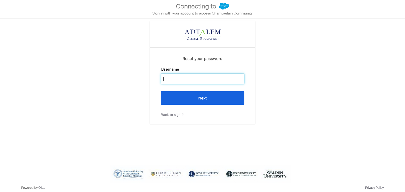 Chamberlain University Student Portal Login forgot password