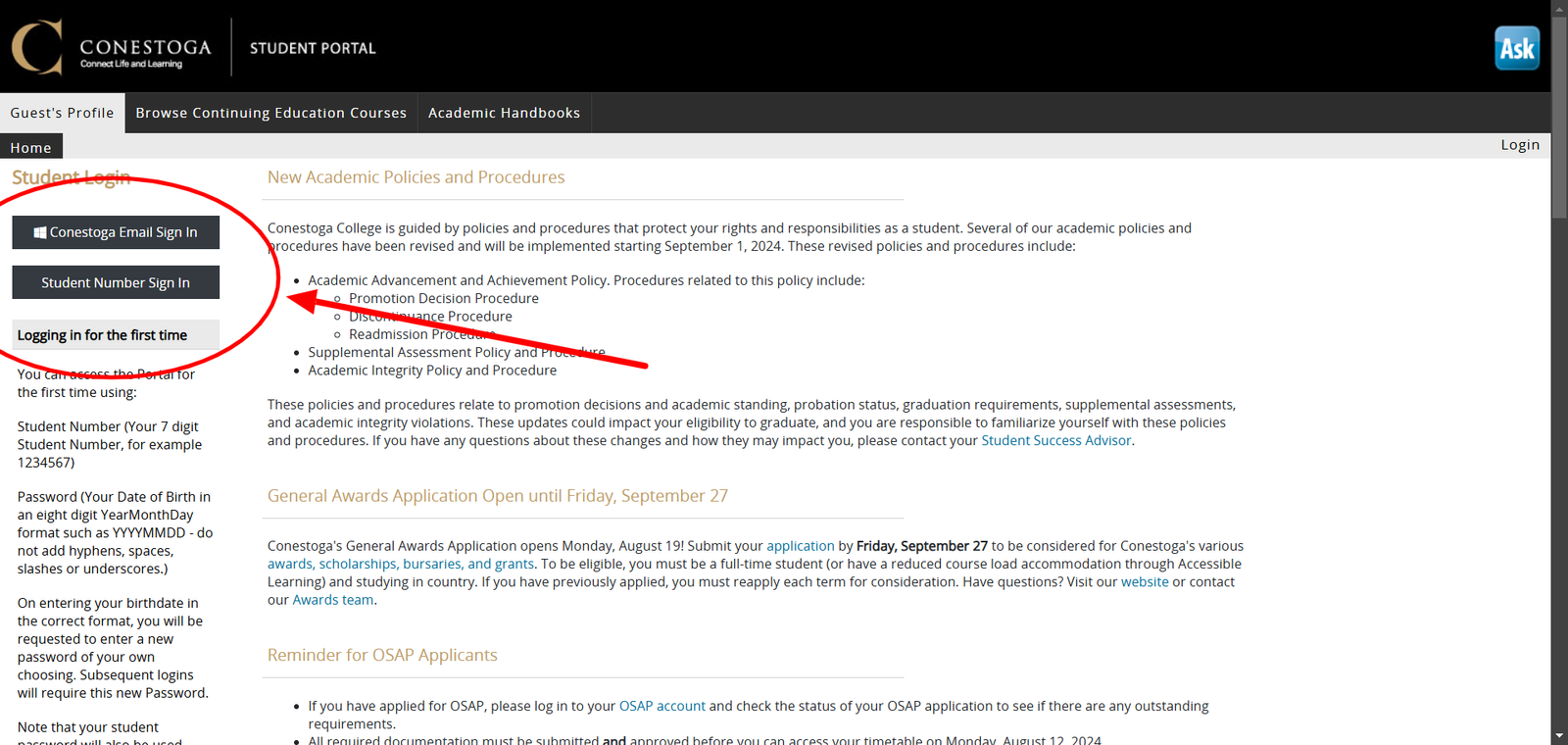 Conestoga Student Portal
