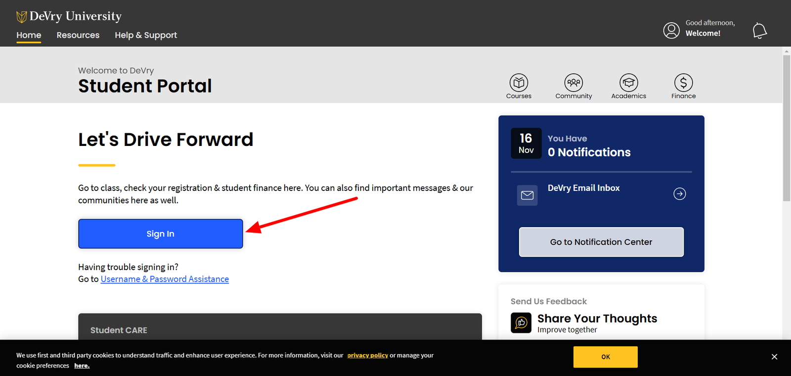 Devry Student Portal signin