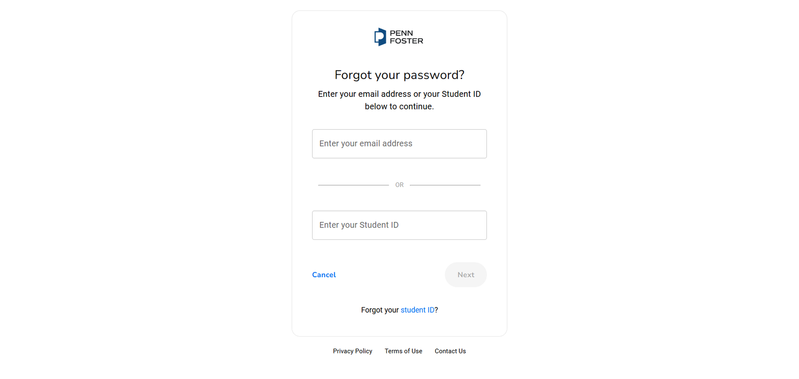 Reset your Penn Foster Student Portal Password