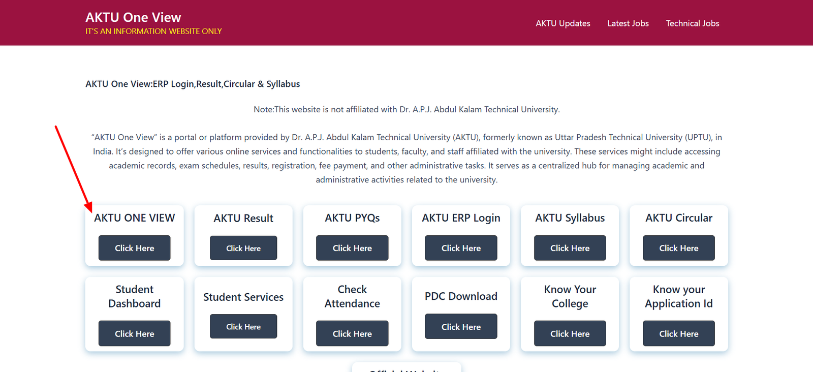 AKTU One View Login process