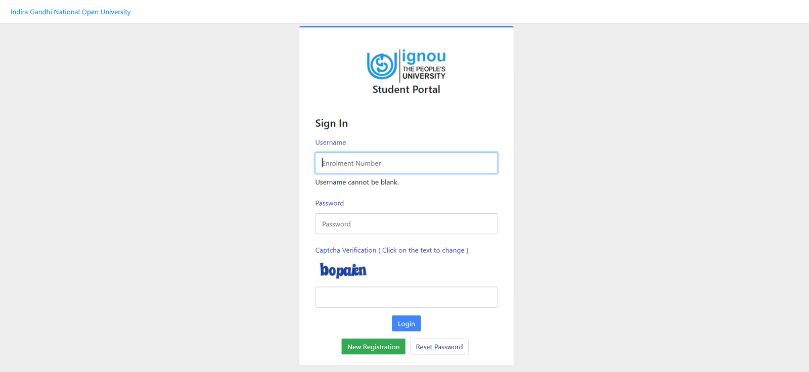 IGNOU Student Portal